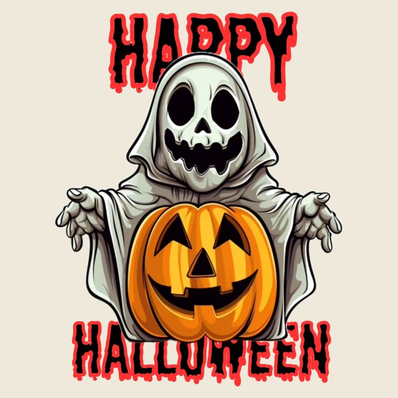 Fantôme d’Halloween mignon avec citrouille