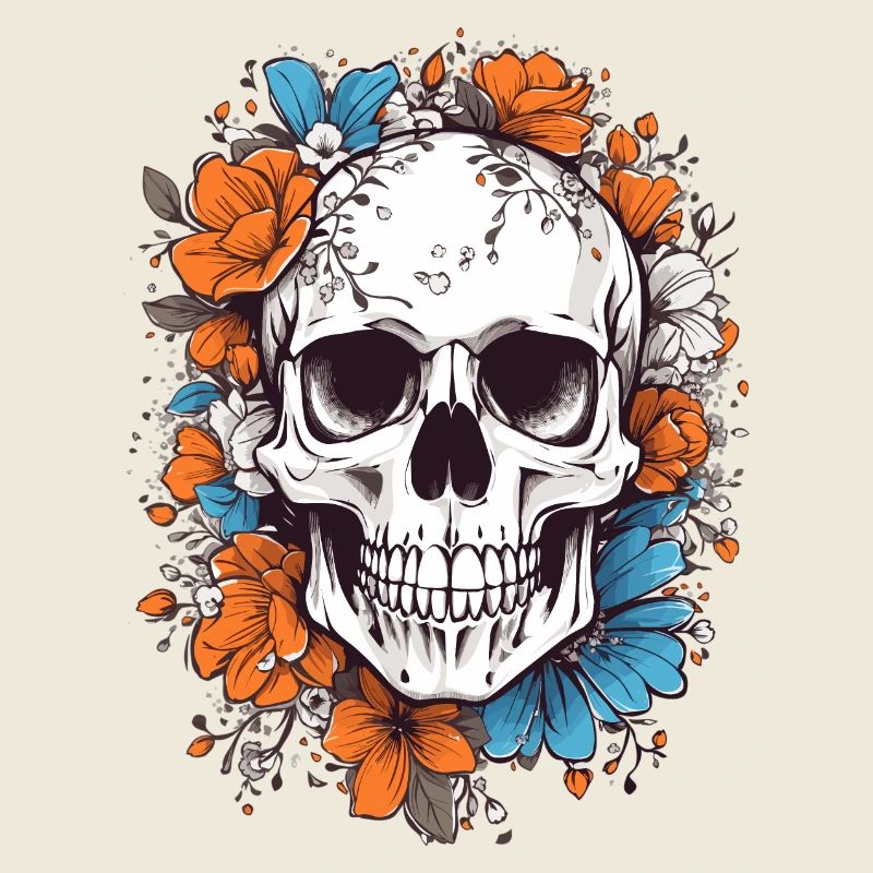 Crâne avec des fleurs