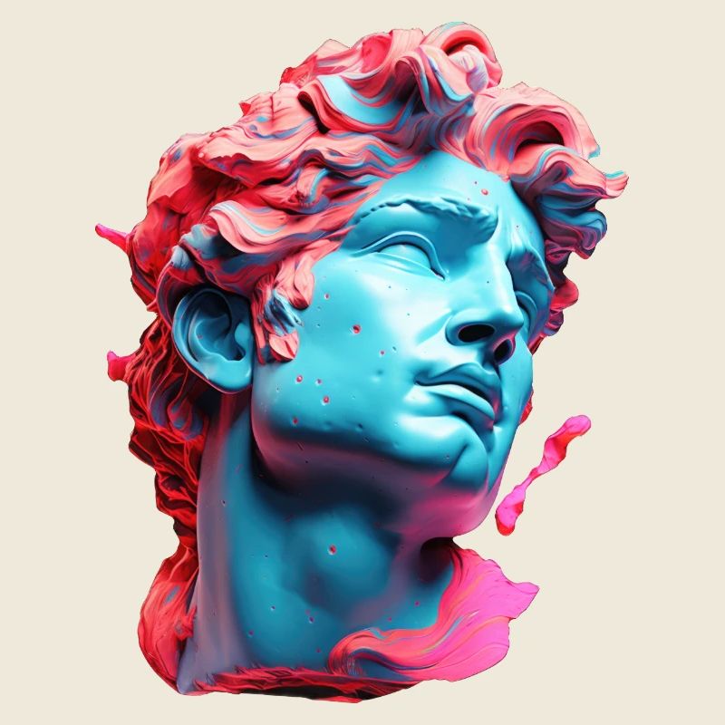 Visage de tête en marbre néon