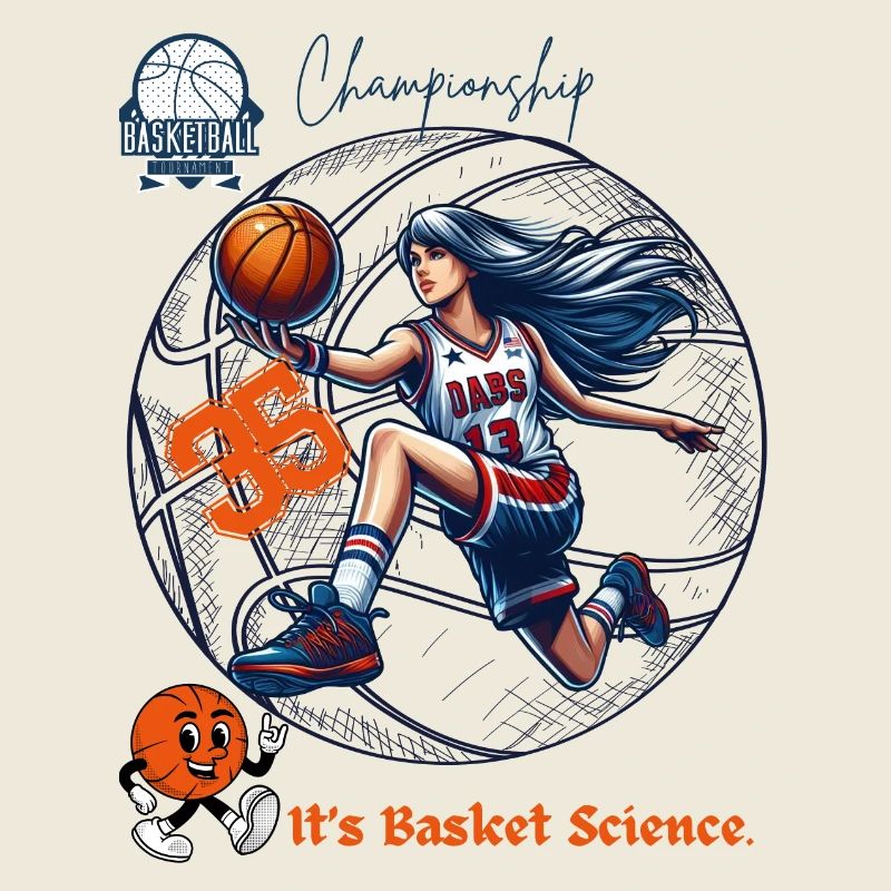 Illustration dynamique de championne de basket-ball