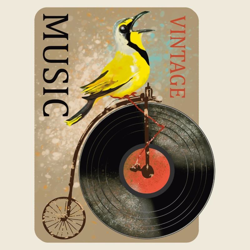 Vintage Musik Vogel Design