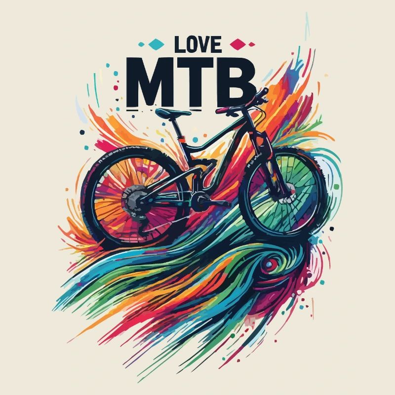 Lebendiges Mountainbike-Abenteuer-Design Liebe MTB