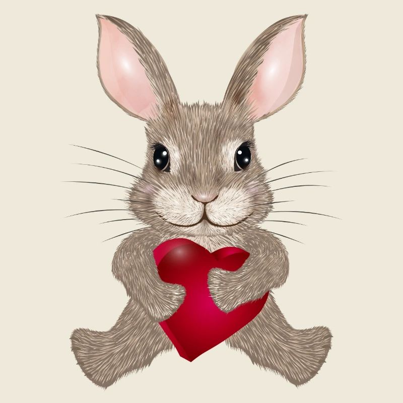 putziges Kaninchen mit Herz zum Valentinstag