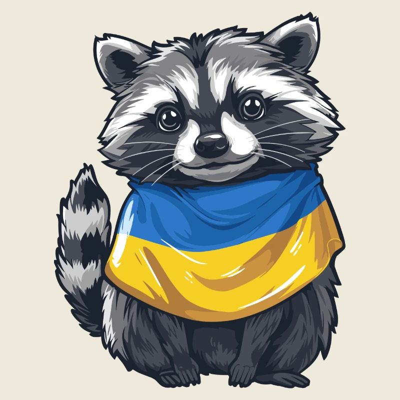 Niedlicher Waschbär mit Ukraine Halstuch
