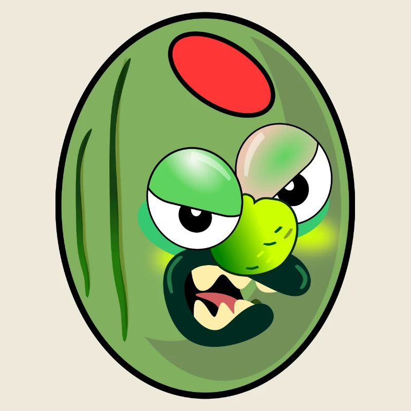 OLIVES VERTES POIVRONS DE DESSIN ANIMÉ