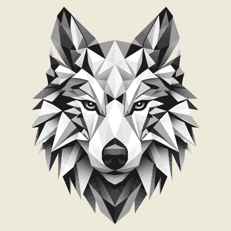 geometrischer Wolfskopf- Polygonen Motiv