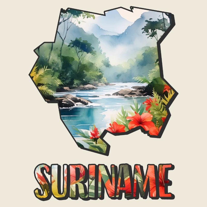 Carte à l’aquarelle du Suriname