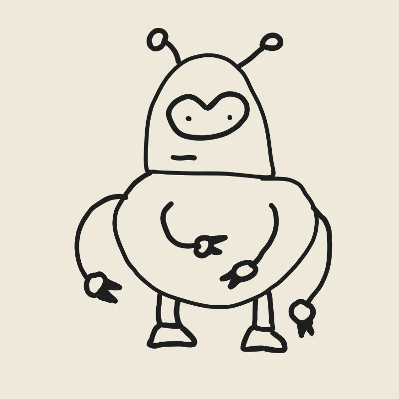 Kuscheliger Alien Roboter Doodle