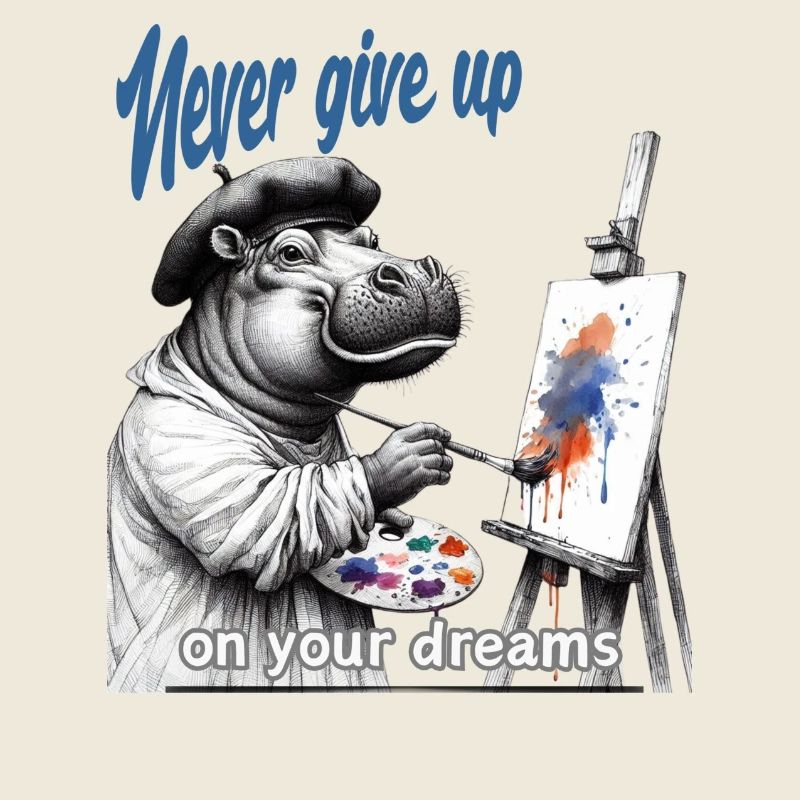 Gib niemals auf Painter Hippo