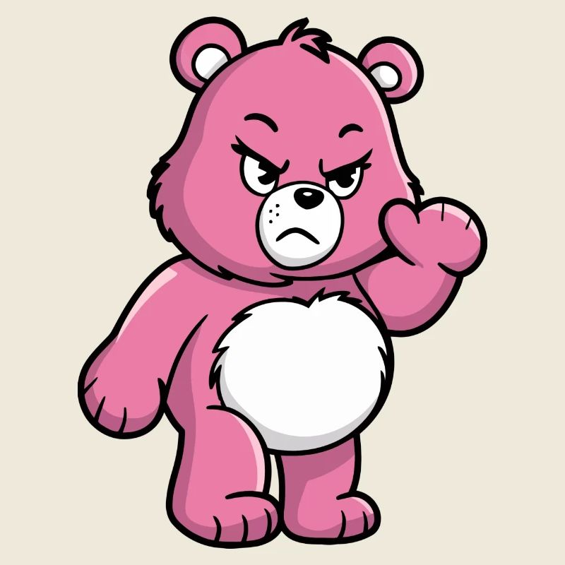 Wütender rosa Bär Karikatur