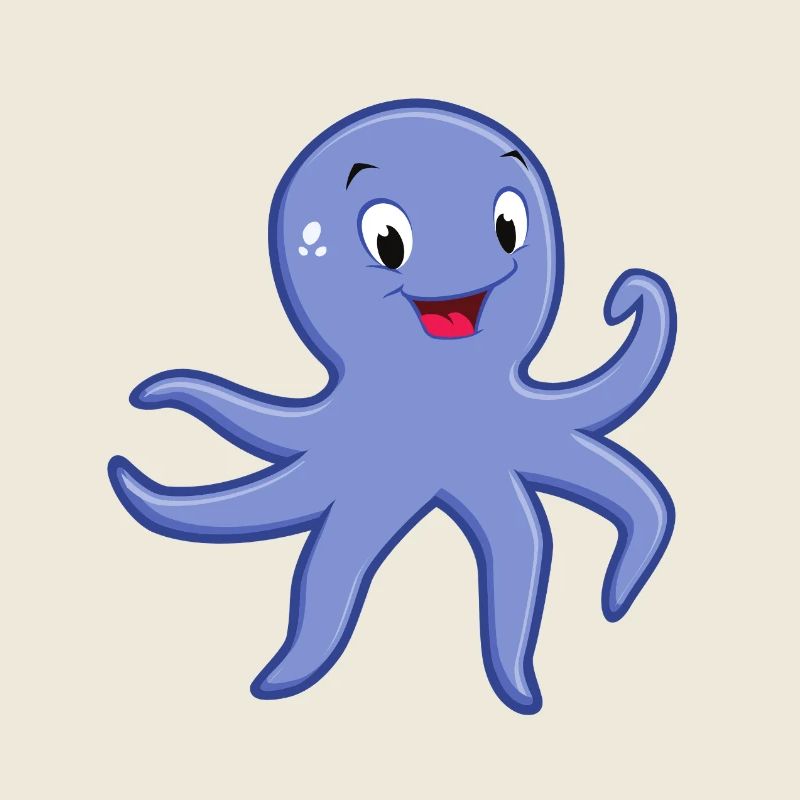 Blue Playful Octopus Cartoon Undersea Icon