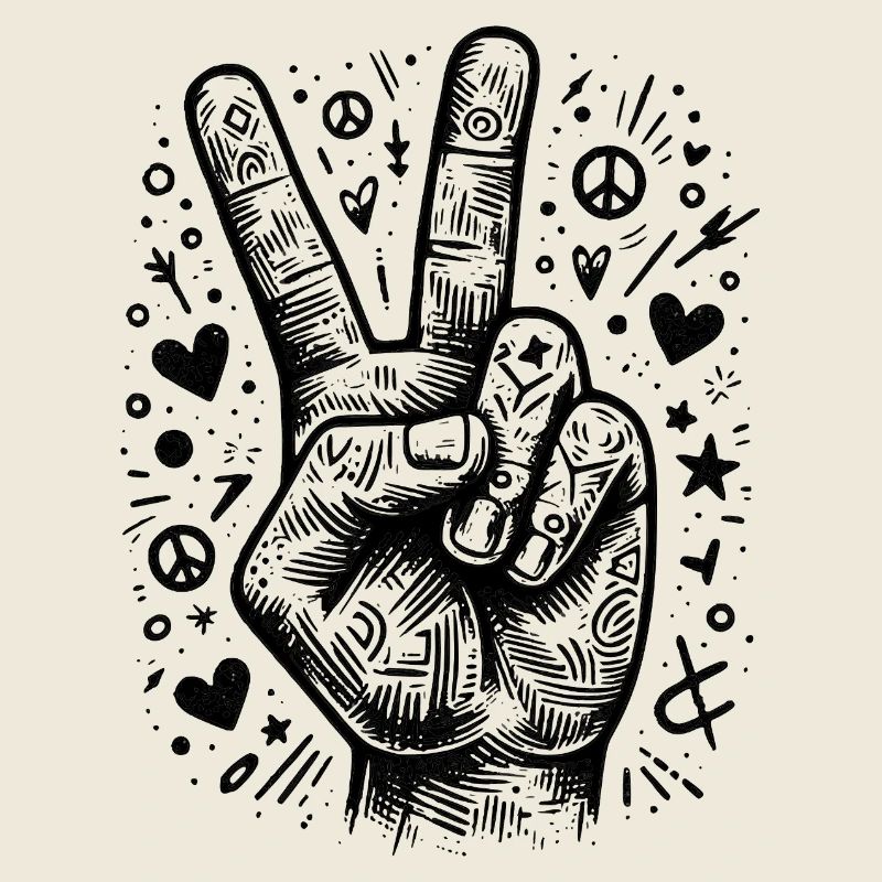 Signe de la paix - Art Doodle dessiné à la main