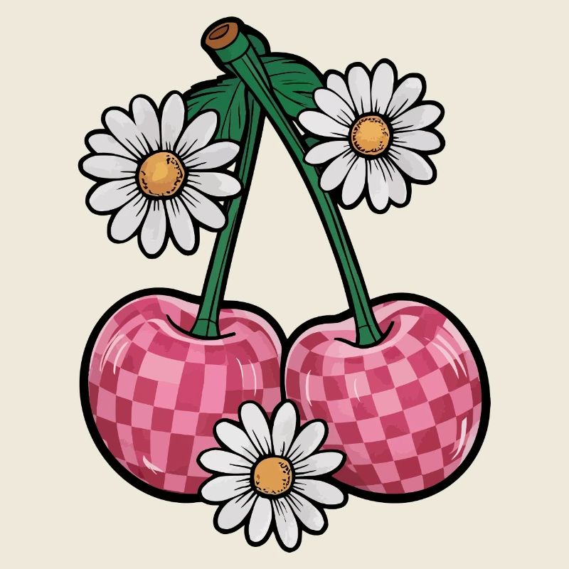 Charmante Kirsche und Gänseblümchen