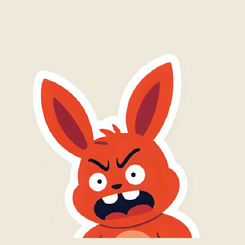 Dessin animé de lapin rouge en colère