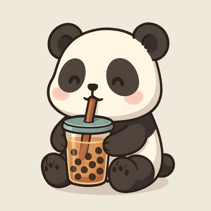 Ours panda avec thé à bulles