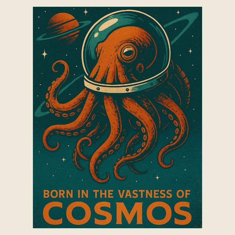 Octopus Rétro Espace Science-Fi