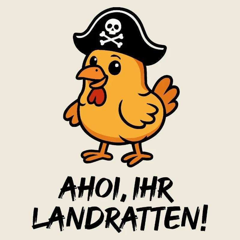 Giggling Chicken Pirate Illustration
