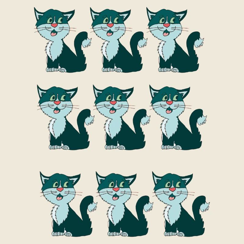 Verspielte Katzenillustration in Collage-Optik