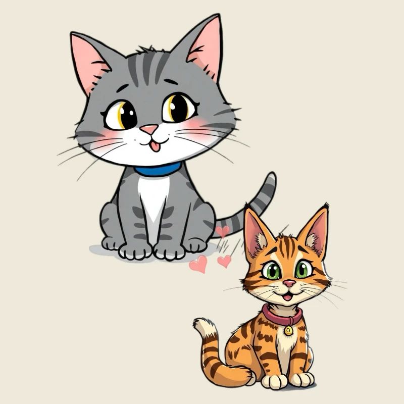 Chats ludiques sur un design mignon