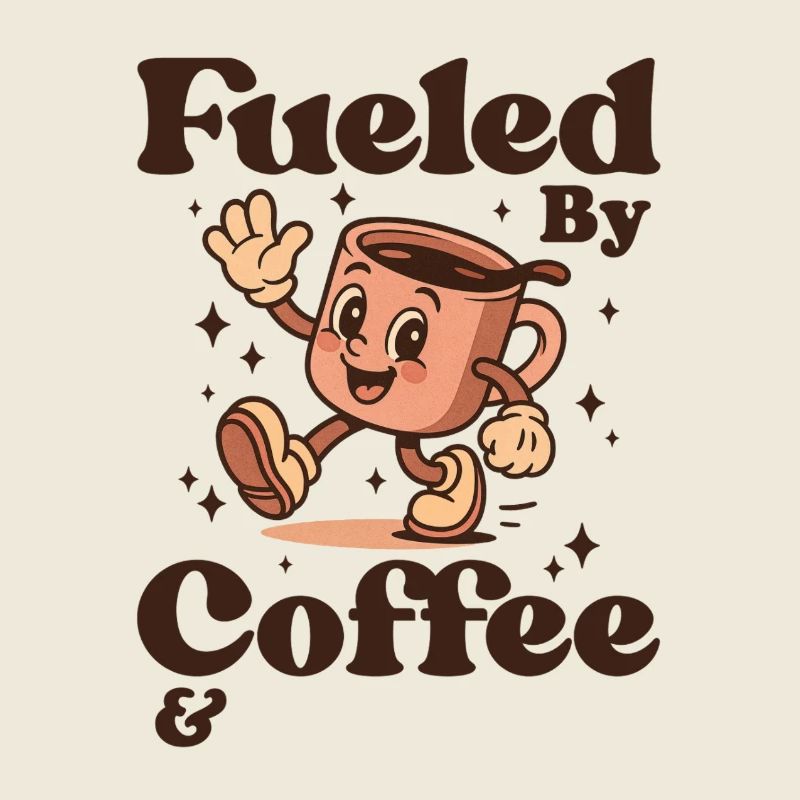 Alimenté par le café – Motif rétro