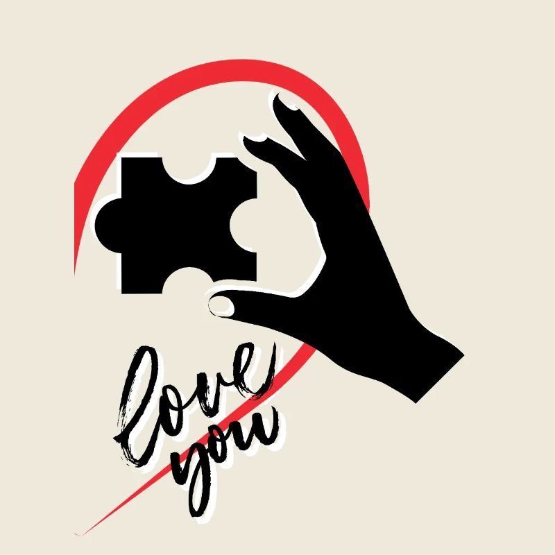 Hand, die ein Puzzle hält, halb ein Herz