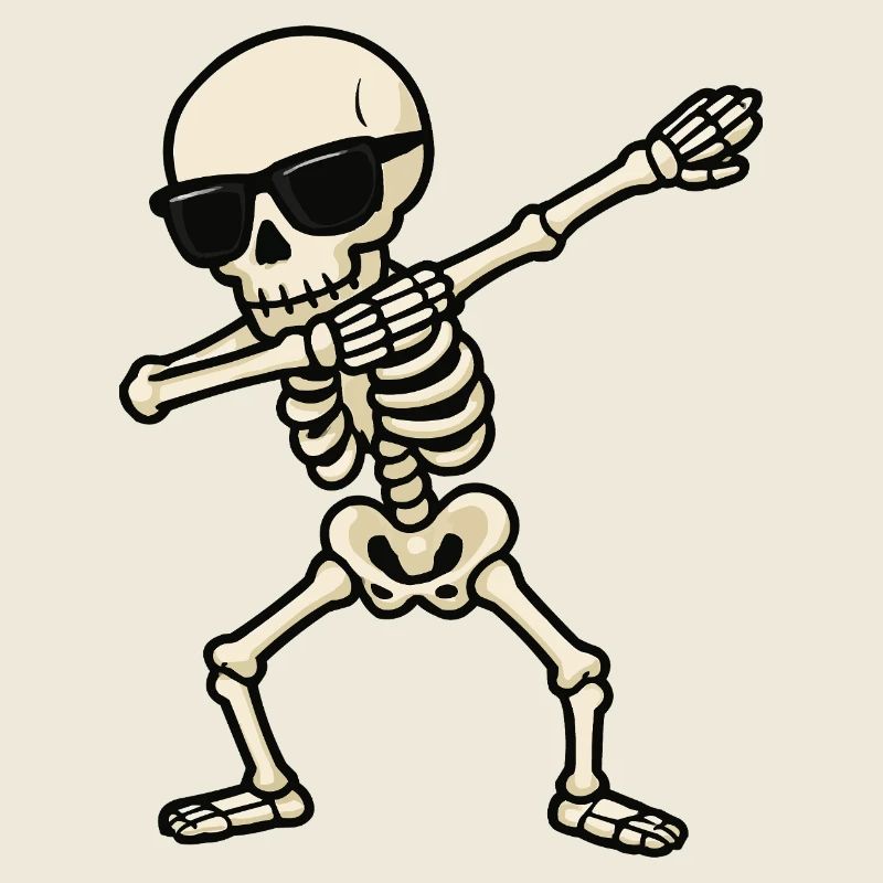Skelett Dab mit Sonnenbrille