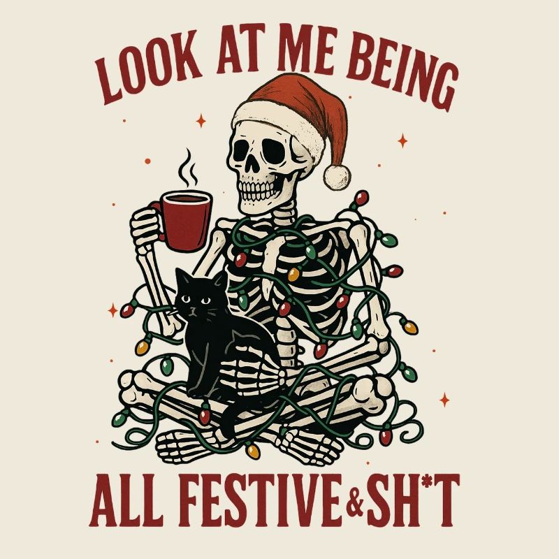 Festive Skeleton Cat Lights