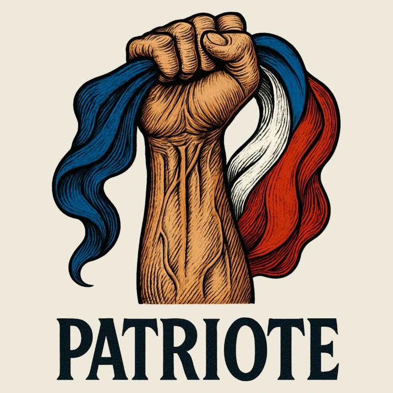 Poing levé patriote et drapeau français