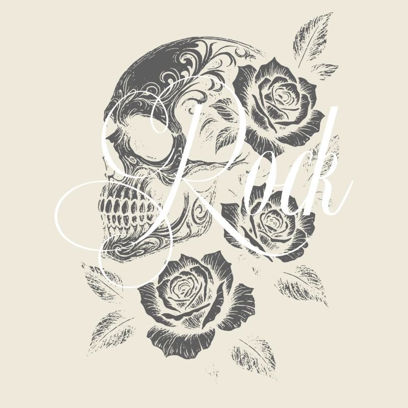 Gothic Rose Schädel Felsgrafik