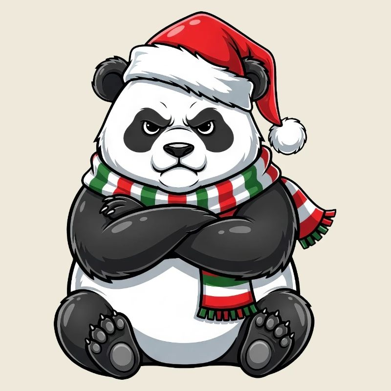 Grumpy Panda Santa Claus Hat