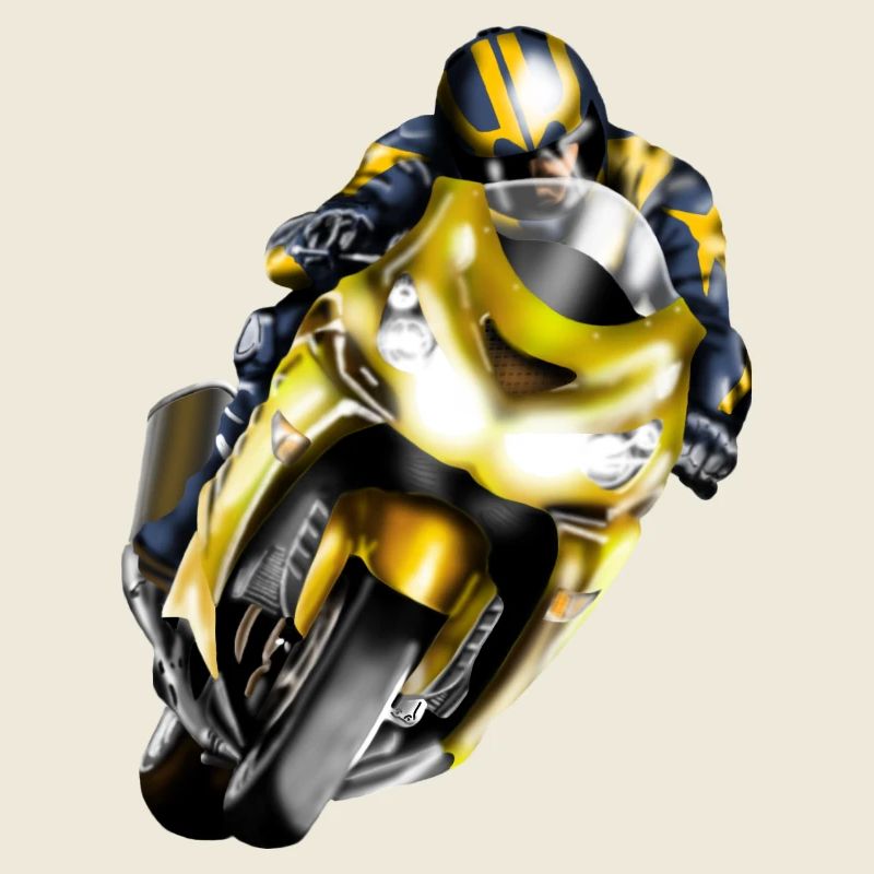 Coureur sur machine jaune
