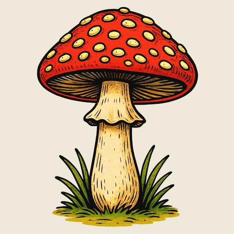 Champignon rouge rétro