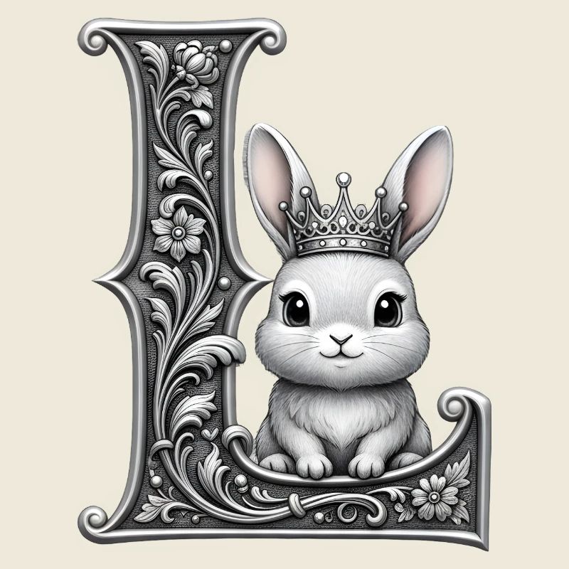 The Letter L adorned crowned rabbit