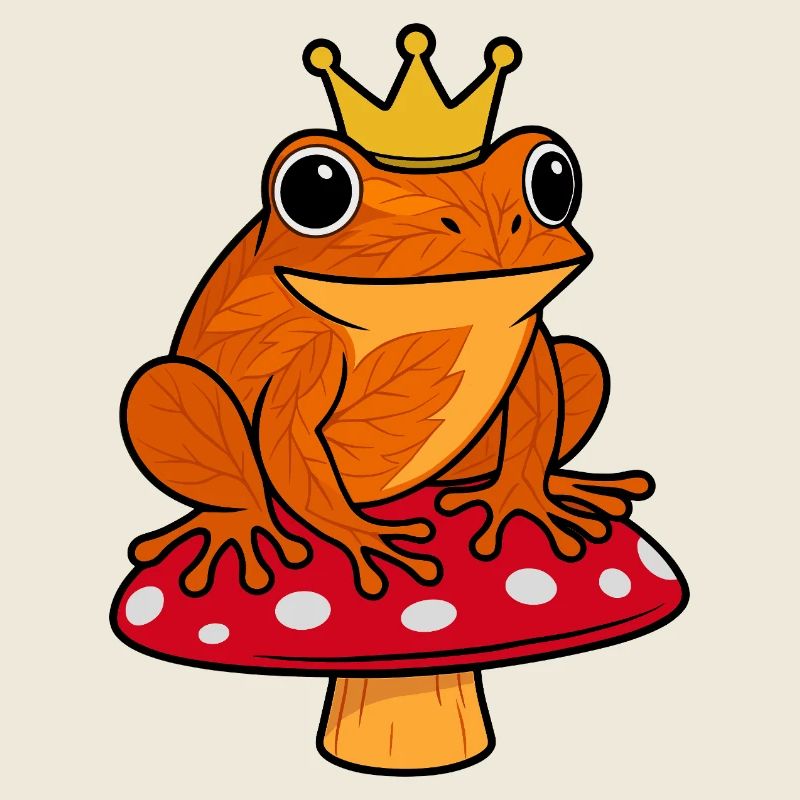 Roi Rainette Grenouille Champignon Couronne Crapaud Automne