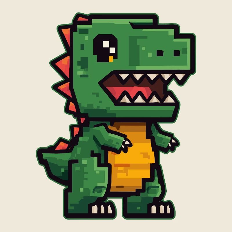 Mignon dino pixel au look rétro