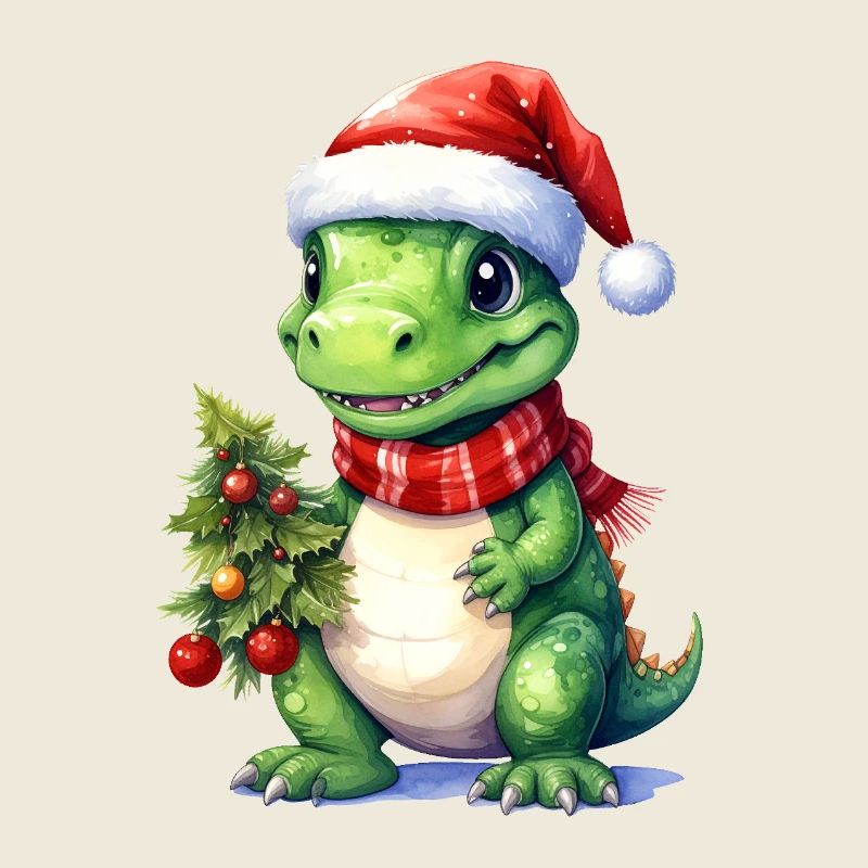 Dino mignon adapté pour Noël