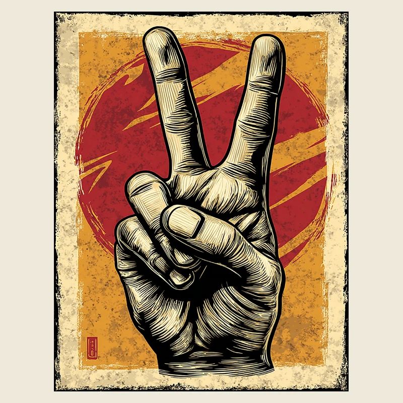 Peacezeichen im Vintage Stil