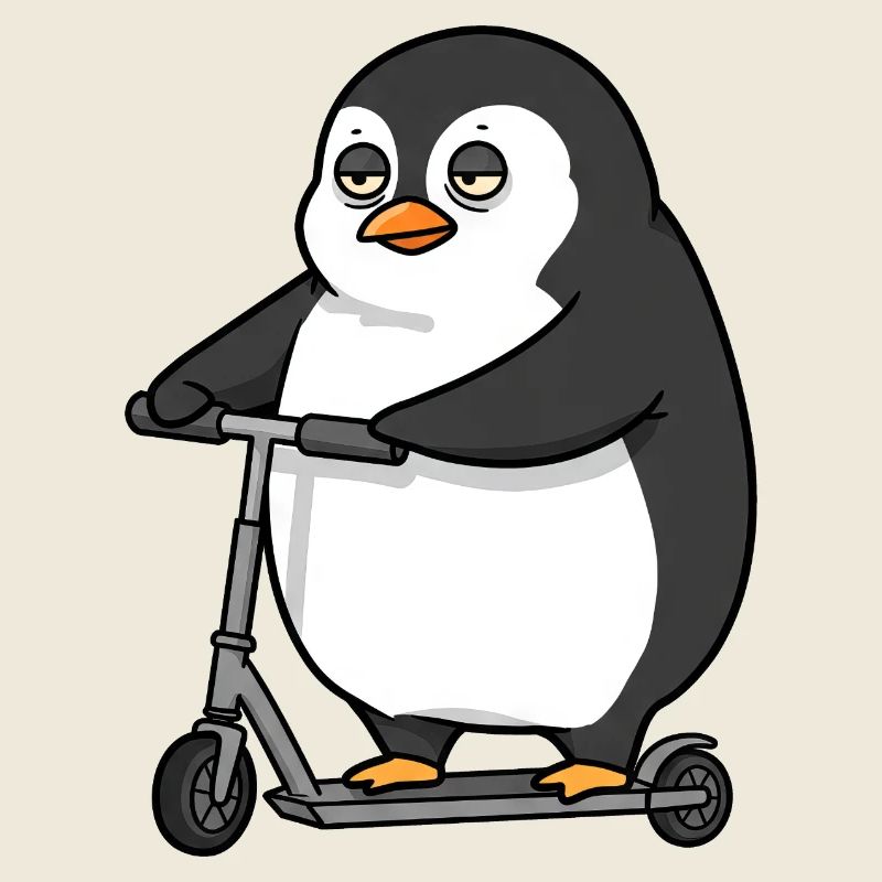 Lustiger Pinguin Roller Scooter Chubby Spaß