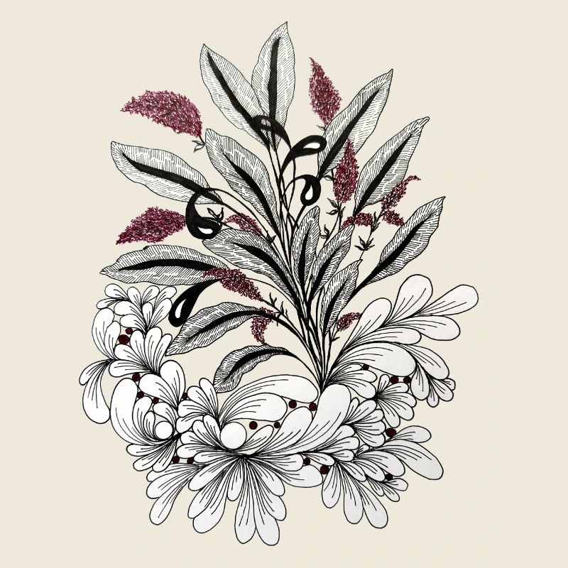 Monochrome floral bouquet contrast
