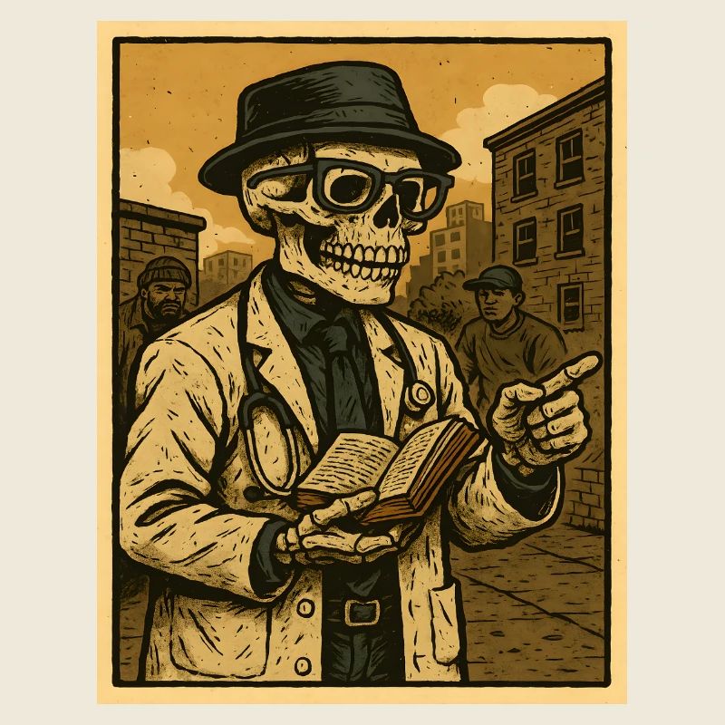 Retro-Skelett  Doktor mit Buch