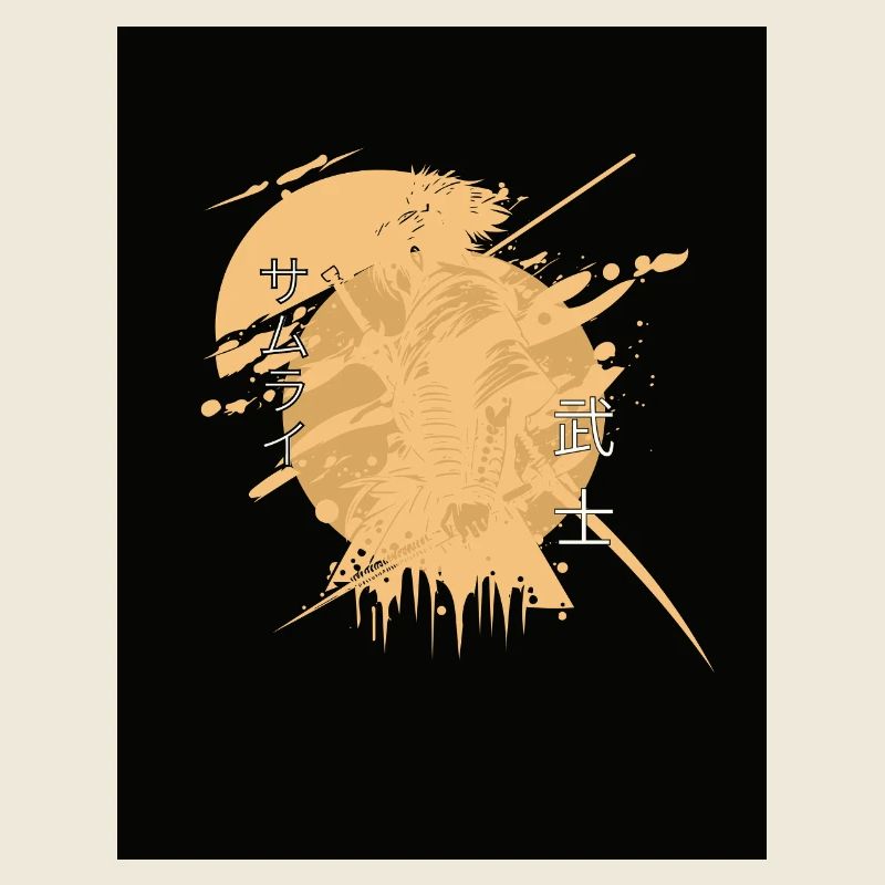 Samouraï Cheval Splatter Noir