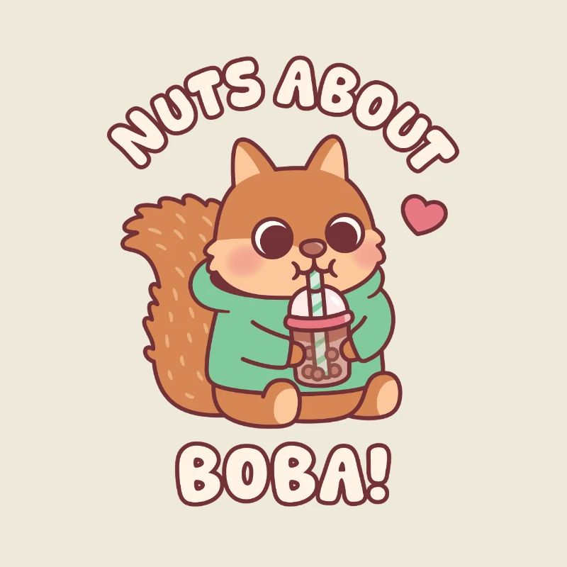 Cute Squirrel Loves Boba Tea Nuts About Boba Funny