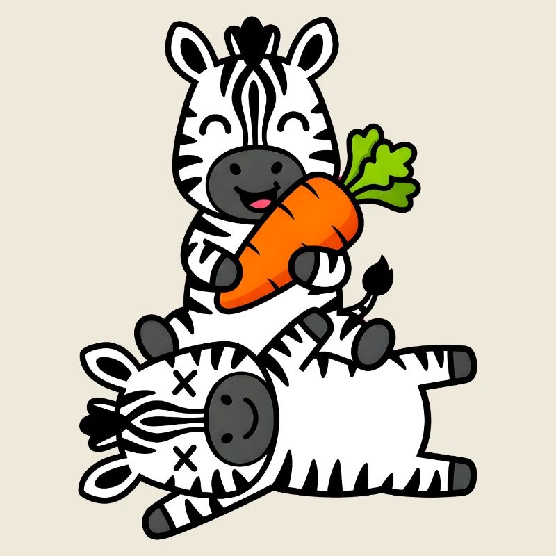 Süße Zebra-Freunde mit Karottenspaß