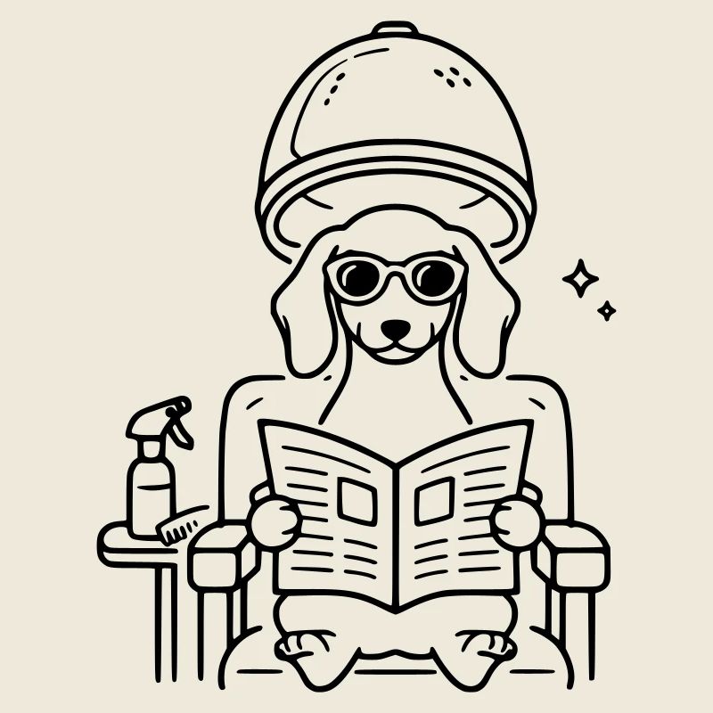 Hund Dackel beim Frisör Minimalistisch Line Art