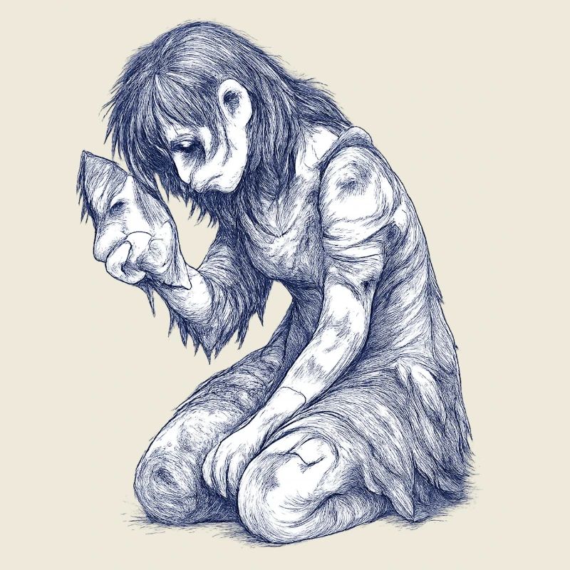 Melancholische Mädchenfigur Skizze
