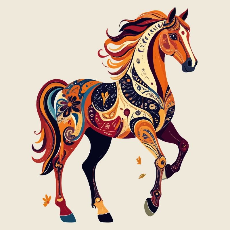 Ornamental Horse Colorful Pattern Abstract Horses Artwork
