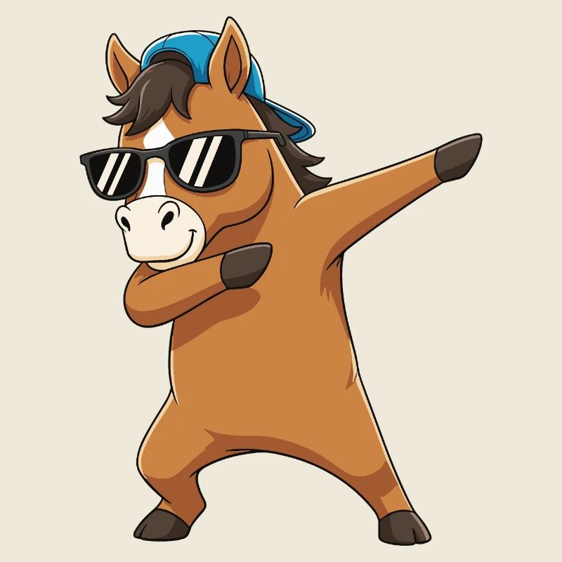 Dessin animé de lunettes de soleil de cheval à faire du dabing