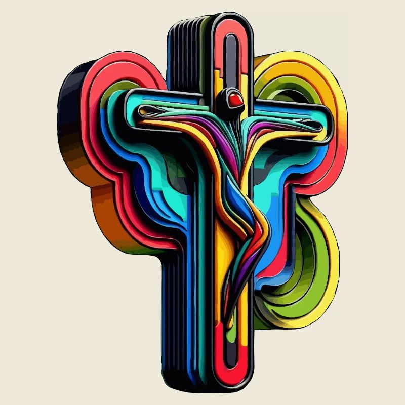 Vibrant Rainbow Cross Pop Art