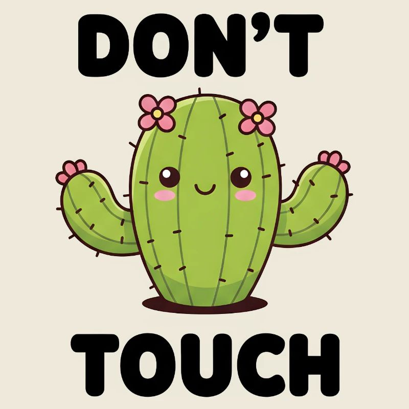 Cactus mignon avec des fleurs – Illustration Kawaii