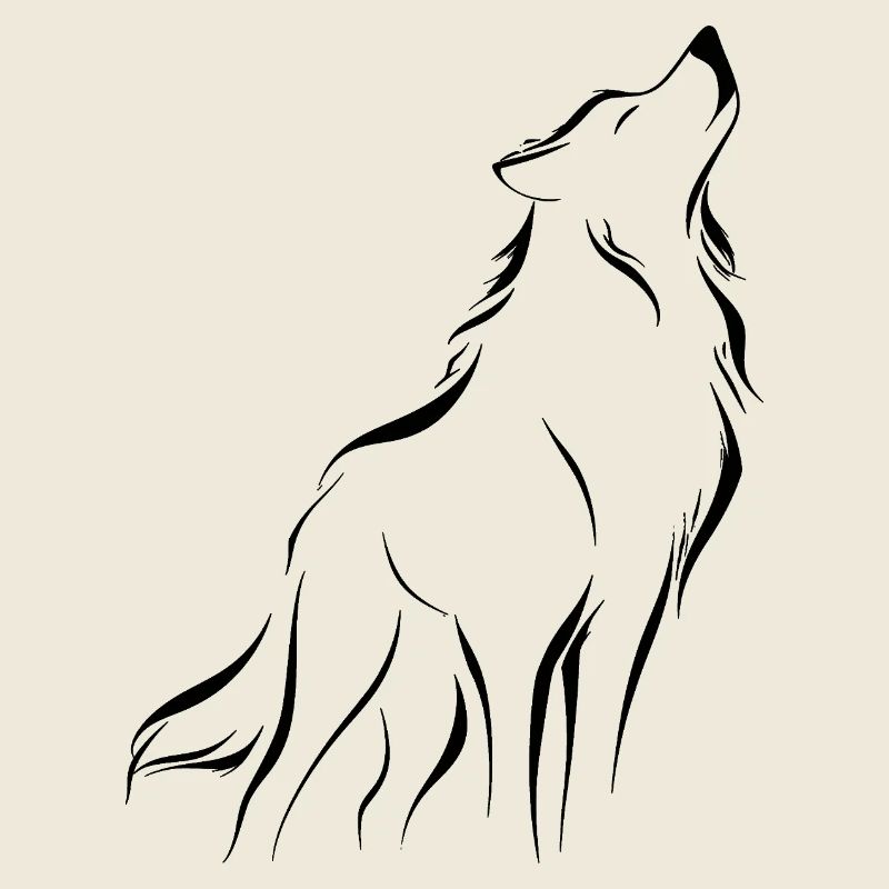 Silhouette de loup minimaliste et symbolique